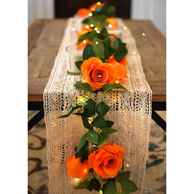 FiveSeasonStuff 29 Ft 4 Pack Rose Silk Flower Garland Artificial Flowers Decoration Hanging Floral DÃ©cor for Wedding Baby Shower Birthday Party Garden (Mandarin Orange) - Image 3